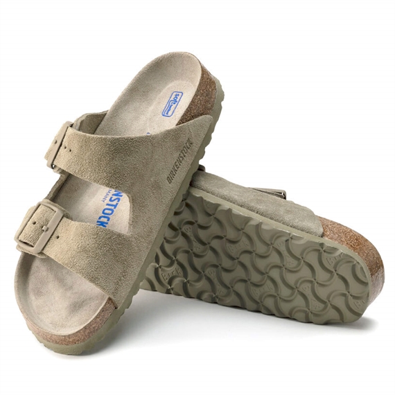 Birkenstock Arizona Suede Leather Sandaler, Faded Khaki